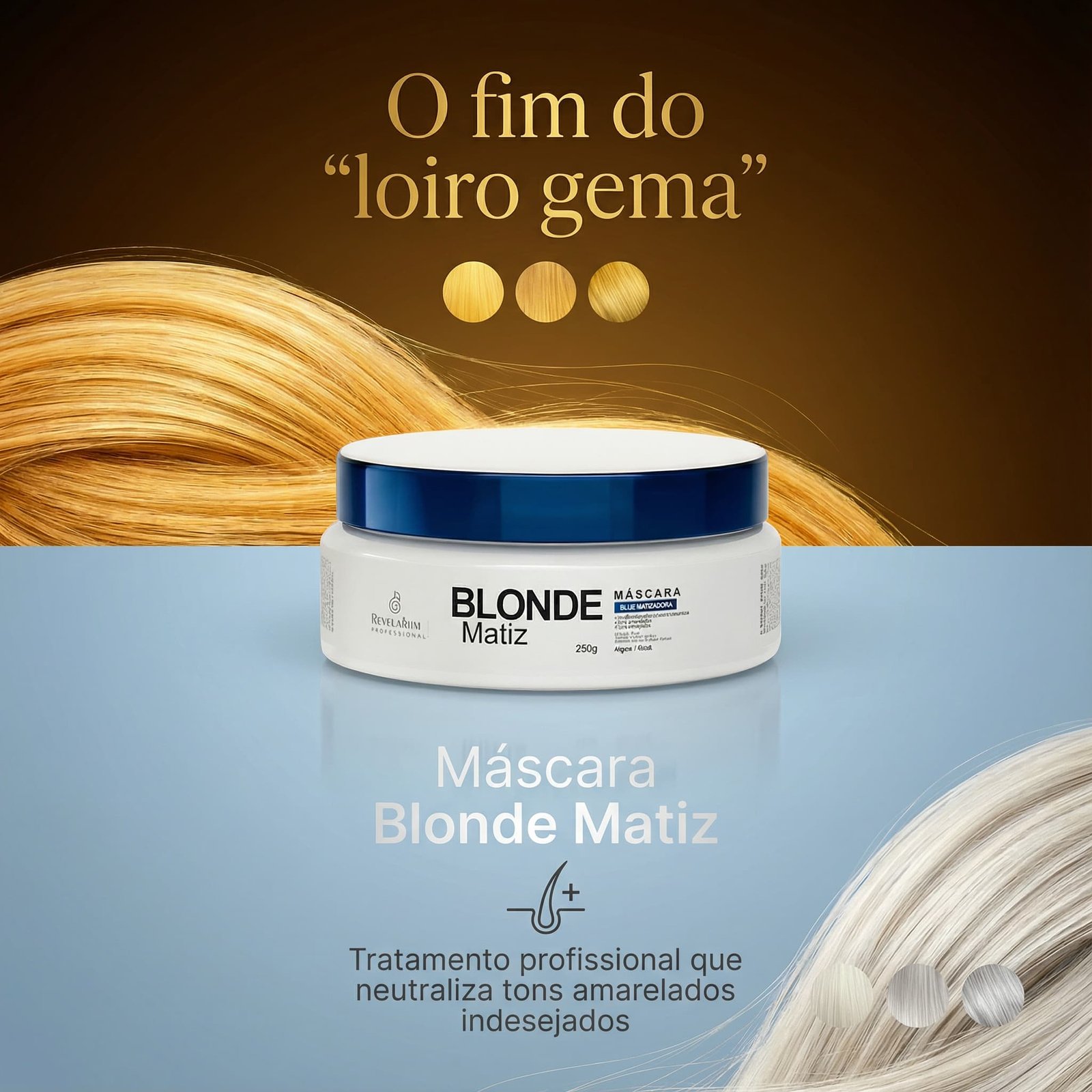 Máscara Matizadora Blonde Matiz Revelarium 250g embalagem profissional Revelarium
